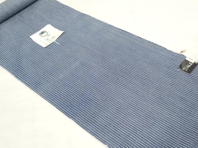 平和屋着物＊夏物　竺仙鑑製　浴衣　反物　着尺　注染　縞　高島屋扱い　証紙付き　綿　逸品　未使用　DABH3616zy
