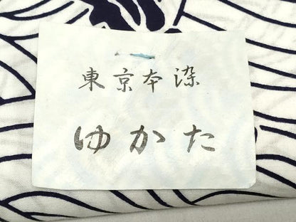 平和屋着物＊夏物　浴衣　反物　着尺　注染　東京本染　鯨　綿　逸品　未使用　DABH3623zy