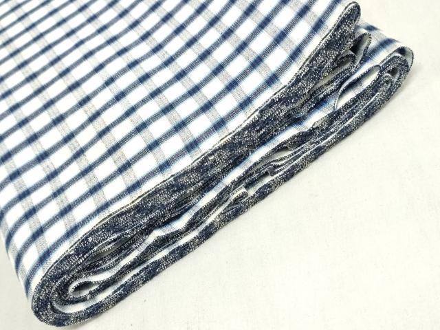 平和屋着物＊夏物　小紋・浴衣兼用　反物　着尺　格子　綿麻　逸品　未使用　DABH3625zy