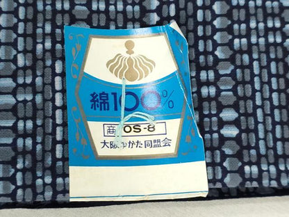 平和屋着物＊夏物　男性　浴衣　反物　着尺　注染　幾何学文　キングサイズ　綿　逸品　未使用　DABH3641zy