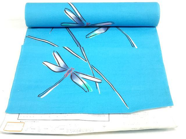 平和屋着物＊夏物　浴衣　反物　着尺　本染　注染　蜻蛉　トンボ　綿　逸品　未使用　DABH3643zy
