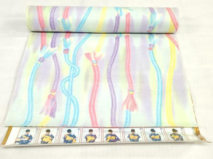 平和屋着物＊夏物　浴衣　反物　着尺　Roberta di Camerino　組紐文　クインサイズ　綿　逸品　未使用　DABH3646zy