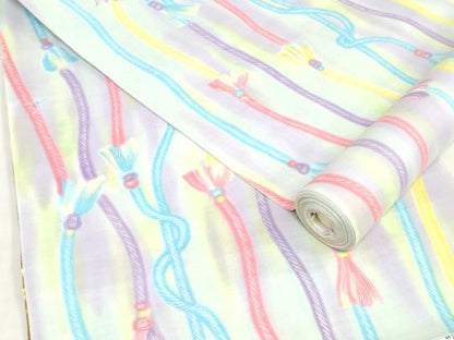 平和屋着物＊夏物　浴衣　反物　着尺　Roberta di Camerino　組紐文　クインサイズ　綿　逸品　未使用　DABH3646zy