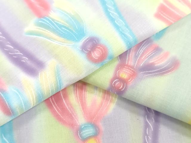 平和屋着物＊夏物　浴衣　反物　着尺　Roberta di Camerino　組紐文　クインサイズ　綿　逸品　未使用　DABH3646zy