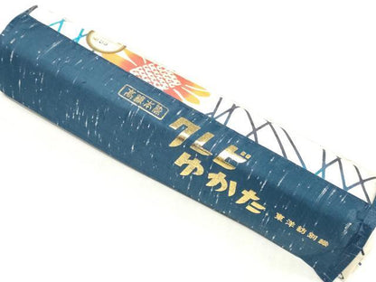 平和屋着物＊夏物　浴衣　反物　着尺　注染　舞花文　箱付き　綿　逸品　未使用　DABH3650zy