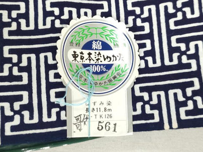 平和屋着物＊夏物　男性　浴衣　反物　着尺　注染　はずみ染　東京本染　抽象文様　キングサイズ　綿　逸品　未使用　DABH3651zy