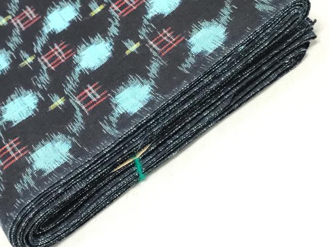平和屋着物●本場備後絣　反物　着尺　本場正藍　絣文様　証紙付き　綿　逸品　未使用　DABH3658zy