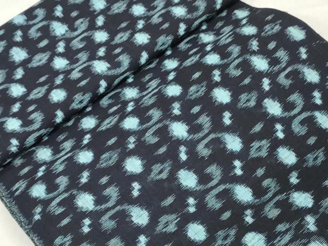 平和屋着物●本場備後絣　反物　着尺　正藍　抽象文様　証紙付き　綿　逸品　未使用　DABH3660zy