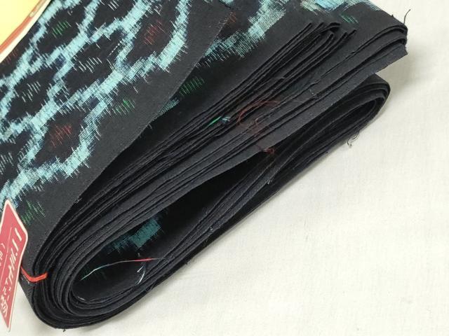平和屋着物●本場備後絣　反物　着尺　正藍　菱文　証紙付き　綿　逸品　未使用　DABH3662zy