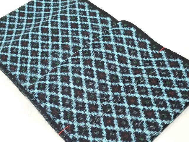 平和屋着物●本場備後絣　反物　着尺　正藍　菱文　証紙付き　綿　逸品　未使用　DABH3662zy