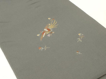 平和屋着物●中国三大刺繍　蘇州刺繍　総刺繍　付下げ　反物　着尺　花喰い鳥　金糸　逸品　未使用　DABH3686zy