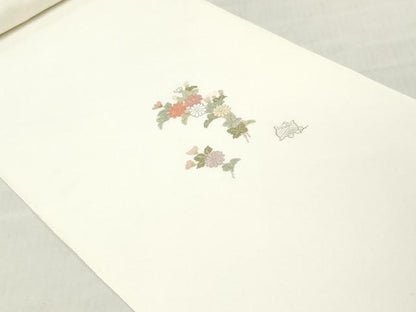 平和屋着物●中国三大刺繍　相良刺繍　総刺繍　付下げ　反物　着尺　草花文　証紙付き　逸品　未使用　DABH3688zy