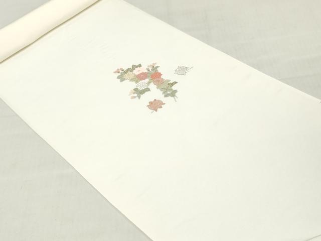 平和屋着物●中国三大刺繍　相良刺繍　総刺繍　付下げ　反物　着尺　草花文　証紙付き　逸品　未使用　DABH3688zy
