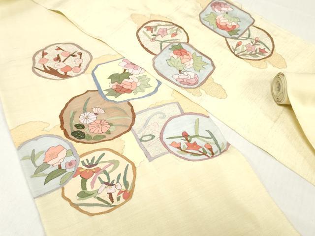 平和屋着物●明綴れ　袋帯　帯反物　草花文　金糸　裏地付き　逸品　未使用　DABH3691zy