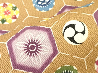 平和屋着物●城間栄順　本場琉球紅型　袋帯　帯反物　亀甲花文　逸品　未使用　DABH3692zy