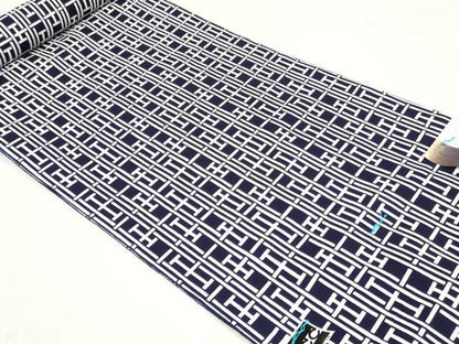平和屋着物＊夏物　男性　浴衣　反物　着尺　注染　幾何学文　キングサイズ　綿　逸品　未使用　DABH3699zy