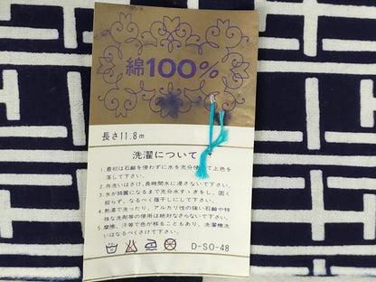 平和屋着物＊夏物　男性　浴衣　反物　着尺　注染　幾何学文　キングサイズ　綿　逸品　未使用　DABH3699zy