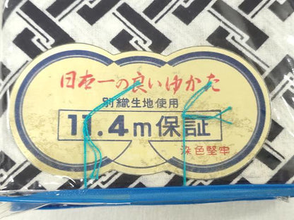 平和屋着物＊夏物　浴衣　反物　着尺　注染　幾何学文　綿　逸品　未使用　DABH3706zy