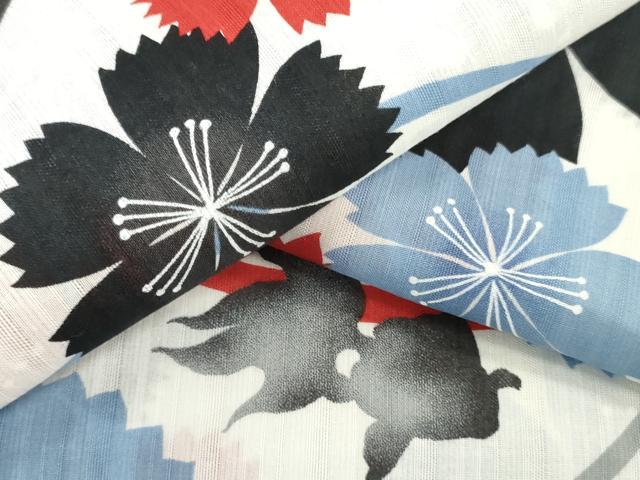 平和屋着物＊夏物　浴衣　反物　着尺　舞花　金魚　山本彩　クイーンサイズ　綿　逸品　未使用　DABH3709zy