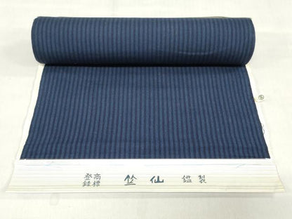平和屋着物＊夏物　竺仙鑑製　浴衣　反物　着尺　注染　縞　高島屋扱い　証紙付き　綿　逸品　未使用　DABH3710zy