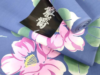 平和屋着物＊夏物　世界的ファッションデザイナー　山本寛斎　kansaiブランド　浴衣　反物　着尺　注染　枝花文 綿 逸品 未使用 DABH3716zy