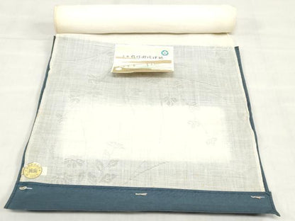 平和屋着物＊夏物　長襦袢　反物　着尺　草花文紗　生成り色　麻　逸品　未使用　DABH3718zy