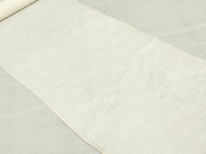 平和屋着物＊夏物　長襦袢　反物　着尺　草花文紗　生成り色　麻　逸品　未使用　DABH3718zy