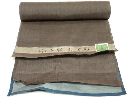 平和屋着物＊夏物　小千谷ちぢみ　反物　着尺　赤褐色　小千谷織物謹製　証紙付き　麻　逸品　未使用　DABH3740zy
