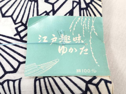 平和屋着物＊夏物　浴衣　反物　着尺　東京本染　注染　扇文様　綿　逸品　未使用　DABH3743zy