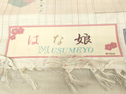 平和屋着物▼紬　反物　着尺　亀甲花文　陽彩工房謹製　証紙付き　逸品　未使用　DABH3760zy