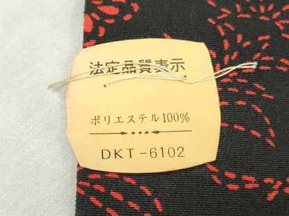 平和屋着物▼羽織・コート　反物　羽尺　草花文　黒地　洗える着物　未使用　DABH3809zy