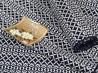 平和屋着物＊夏物　男性　浴衣　反物　着尺　注染　丁子染　幾何学文　キングサイズ　綿　逸品　未使用　DABH3815zy