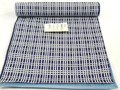平和屋着物＊夏物　男性　浴衣　反物　着尺　注染　竹格子　キングサイズ　綿　逸品　未使用　DABH3823zy