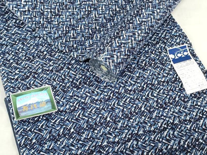 平和屋着物＊夏物　浴衣　反物　着尺　注染　万代染　抽象文様　綿　逸品　未使用　DABH3826zy