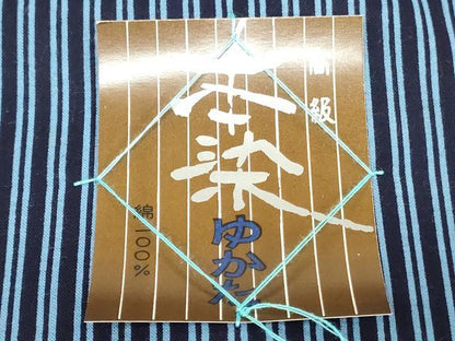 平和屋着物＊夏物　浴衣　反物　着尺　注染　本染　縞　綿　逸品　未使用　DABH3841zy
