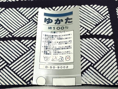 平和屋着物＊夏物　浴衣　反物　着尺　注染　格子　綿　逸品　未使用　DABH3847zy