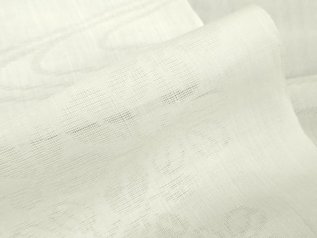 平和屋着物＊夏物　長襦袢　反物　着尺　本麻織紋紗　流水草花　生成色　小千谷織物謹製　証紙付き　麻　逸品　未使用　DABH3850zy
