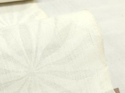 平和屋着物＊夏物　小千谷麻長襦袢　反物　着尺　草花文紗　生成り色　未使用　DABH3851zy
