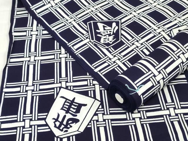 平和屋着物＊夏物　男性　浴衣　反物　着尺　将棋　格子　キングサイズ　綿　逸品　未使用　DABH3853zy