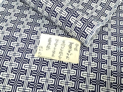 平和屋着物＊夏物　浴衣　反物　着尺　注染　格幾何学間道　綿　逸品　未使用　DABH3856zy