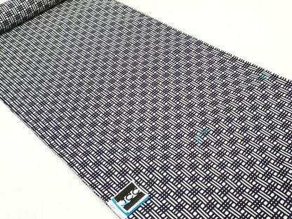 平和屋着物＊夏物　男性　浴衣　反物　着尺　注染　幾何学文　キングサイズ　綿　逸品　未使用　DABH3857zy
