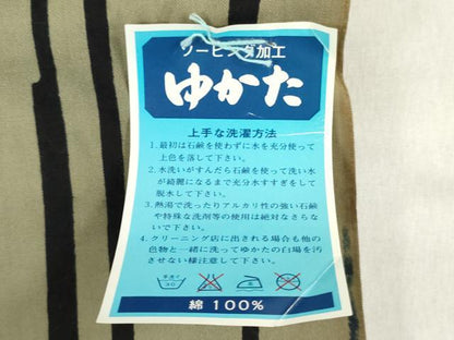 平和屋着物＊夏物 世界的ファッションデザイナー 山本寛斎 kansaiブランド 男性 浴衣 反物 着尺 注染 幾何学文 綿 逸品 未使用 DABH3869zy