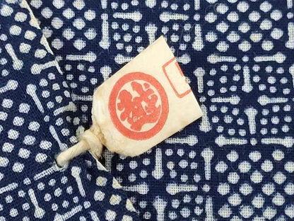 平和屋着物＊夏物　竺仙鑑製　浴衣　反物　着尺　注染　市松文様　三越扱い　証紙付き　綿　逸品　未使用　DABH3876zy