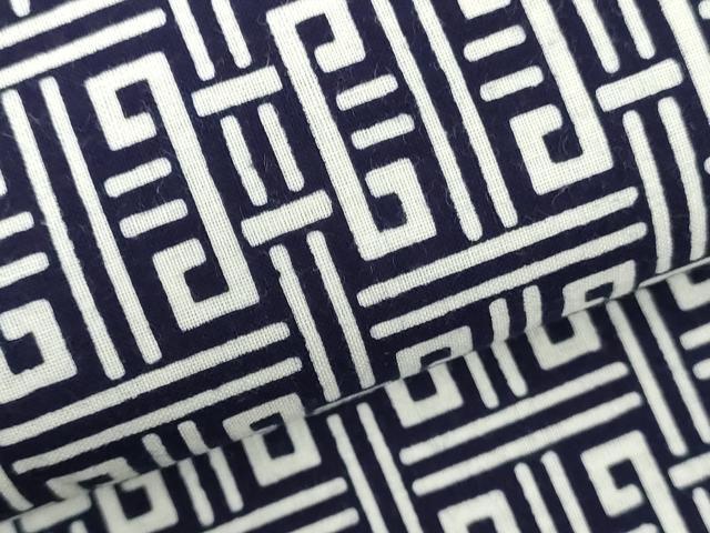 平和屋着物＊夏物　浴衣　反物　着尺　注染　幾何学文　綿　逸品　未使用　DABH3878zy