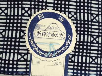 平和屋着物＊夏物　浴衣　反物　着尺　注染　新粋染　格子　綿　逸品　未使用　DABH3879zy