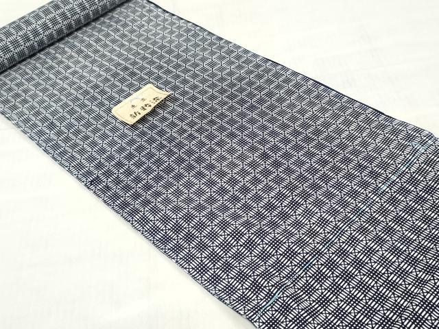 平和屋着物＊夏物　浴衣　反物　着尺　注染　新粋染　格子　綿　逸品　未使用　DABH3879zy