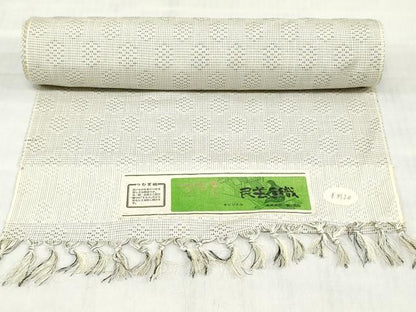 平和屋着物▼紬　反物　着尺　逸品　民芸手織　亀甲柄　証紙付き　逸品　未使用　DABH3888zy