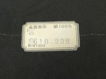平和屋着物▼羽織・コート　反物　羽尺　刺繍　鏡裏飛鶴花文　金彩　暈し染め　黒地　逸品　未使用　DABH3895zy