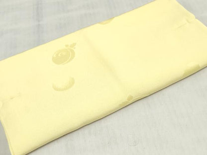 平和屋着物▼色無地　解き反物　着尺　万寿菊地紋　淡黄色　逸品　DABH3899zy