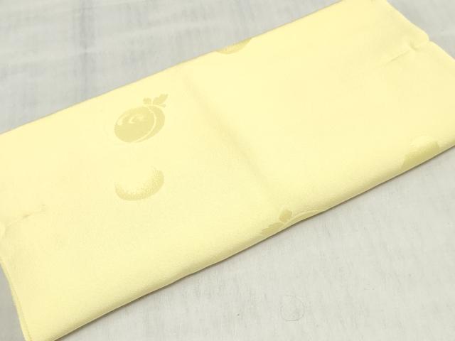平和屋着物▼色無地　解き反物　着尺　万寿菊地紋　淡黄色　逸品　DABH3899zy